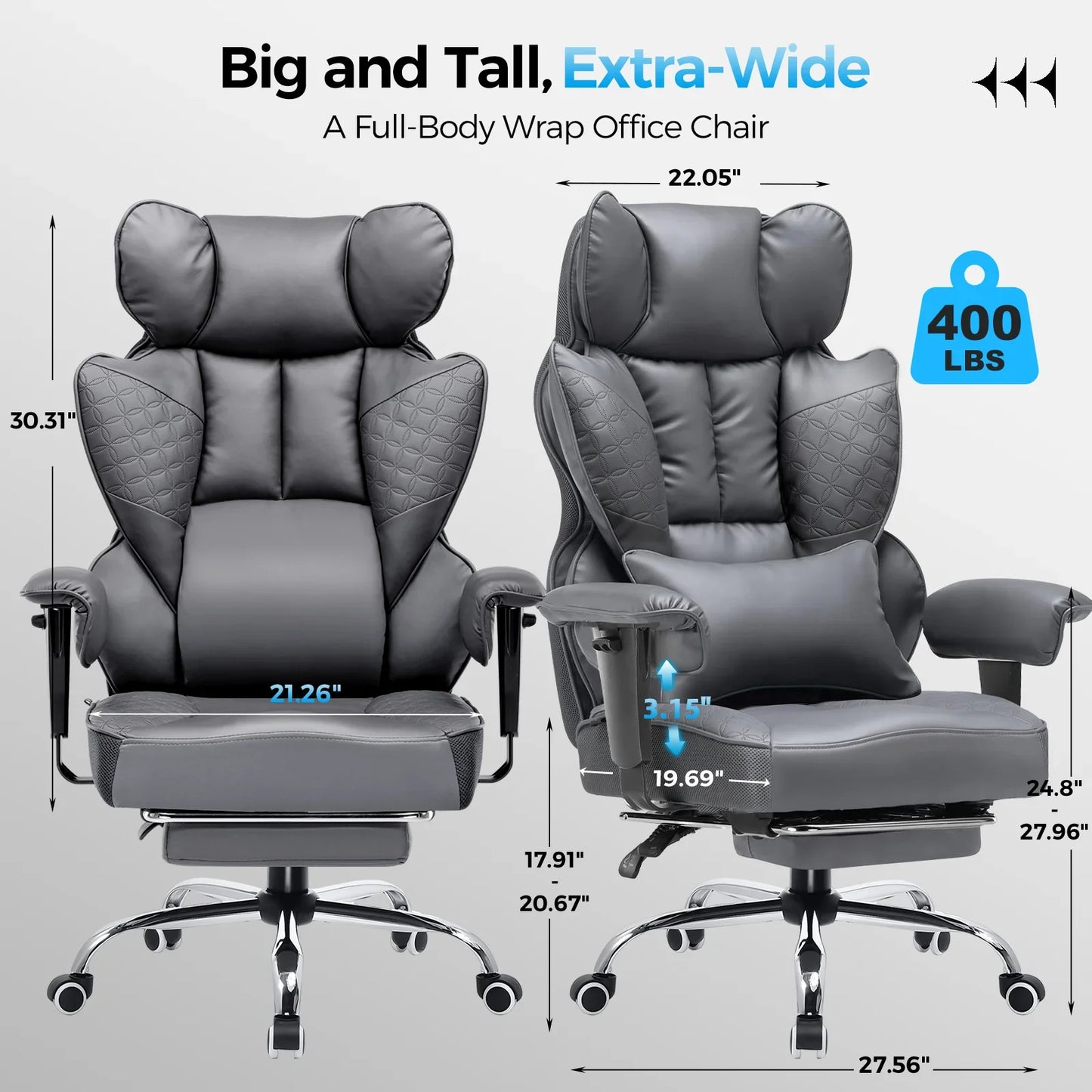 GTRacing CH510 Ergonomic Gaming Chair with Footrest