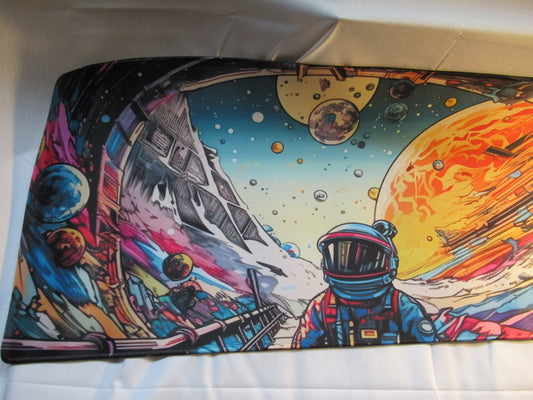 Colorful Astronaut on Alien Planet Large Desk/Mouse pad - GrifTronics