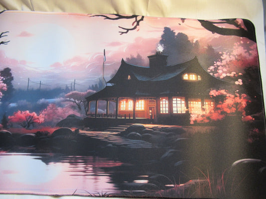 Colorful Japanese Cherry Blossom Landscape Large Desk/Mouse pad - GrifTronics
